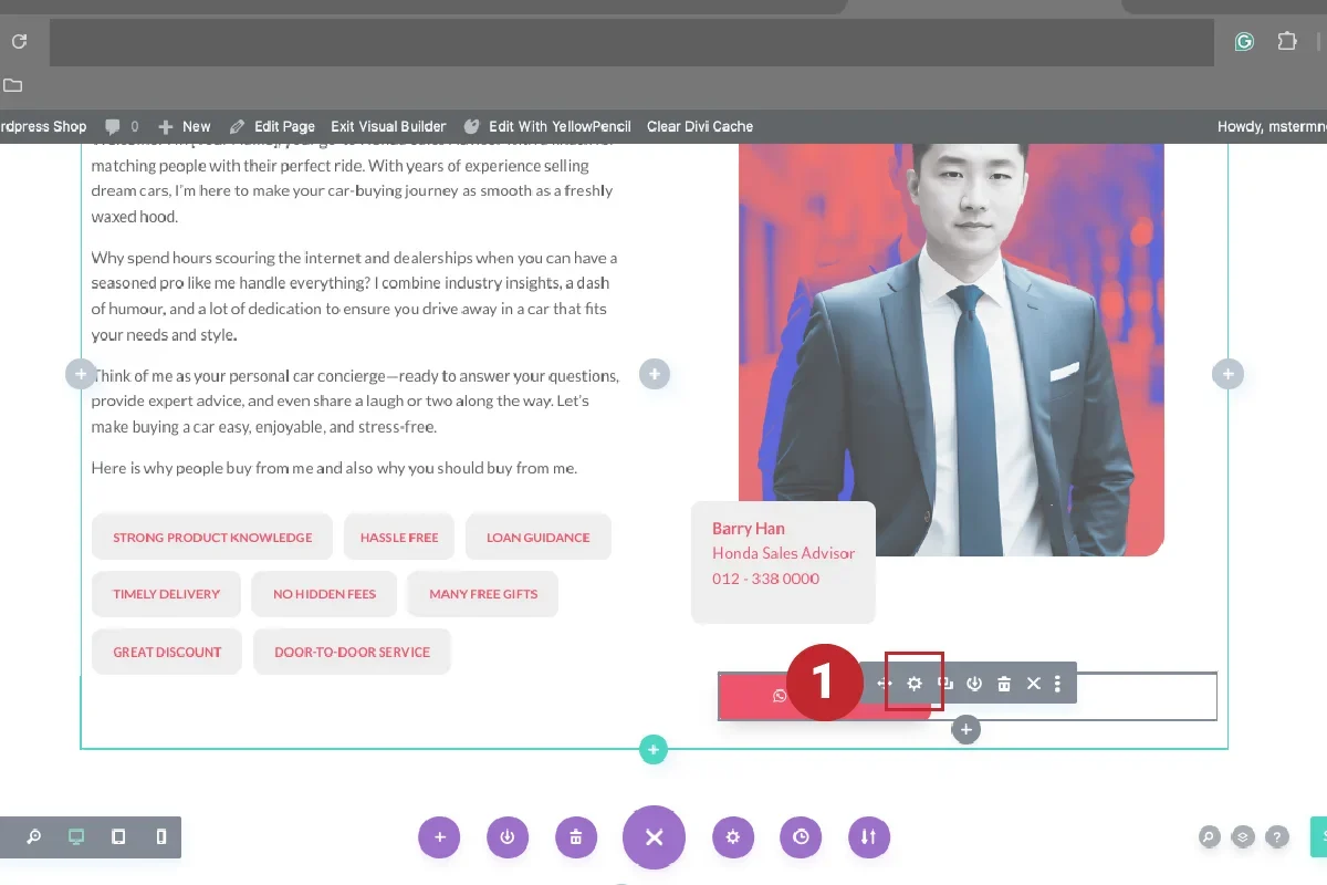 Select button to edit